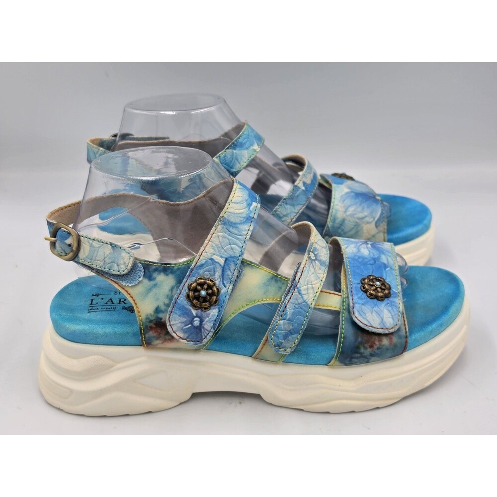 L’Artiste Women’s Sandals Blue Seansand Blum Platform Size 42 10.5 Spring Step